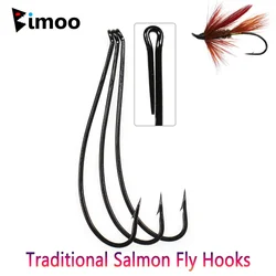 Bimoo 10pcs 2/0 High Carbon Steel Traditional Salmon Fly Hook For Tying Wet Fly Streamers Salmon Trout Steelhead Fishing lures