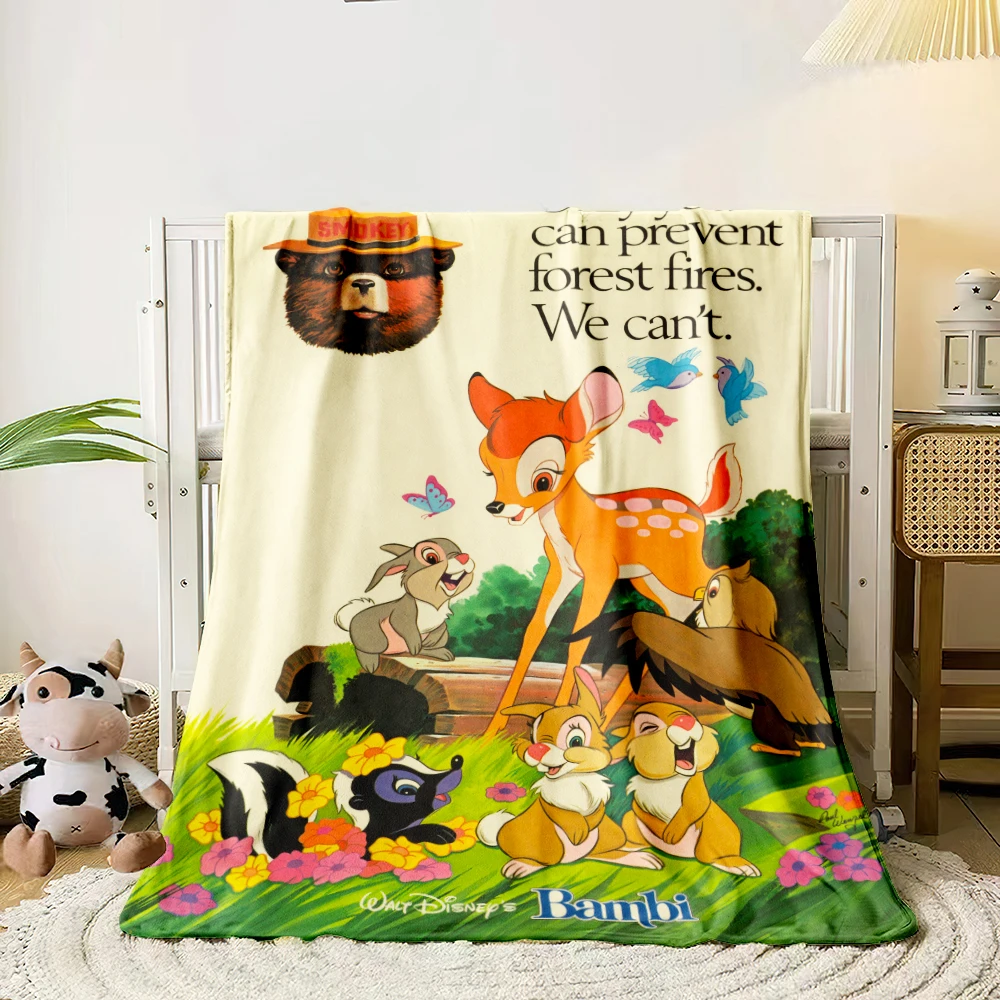 Bambi Cartoon printed flannel thin blanket. Four seasons blanket. for sofa, beds, living room, travel picnic blanket gifts