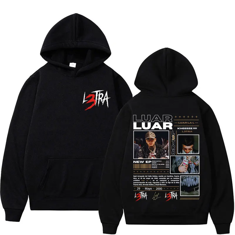 

Rapper Luar La L Music Album L3TRA Hoodie Men Women Harajuku Fashion High Quality Sweatshirt Man Casual Fleece Hooded Streetwear