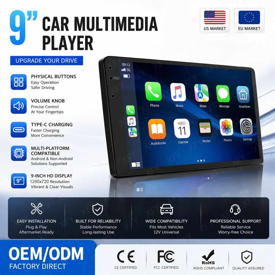 2Din Android 14 Car Radio Carplay Multimedia Video Player Universal 9/10 inch GPS Navigation DSP WiFi 8core Car AutoRadio 4G
