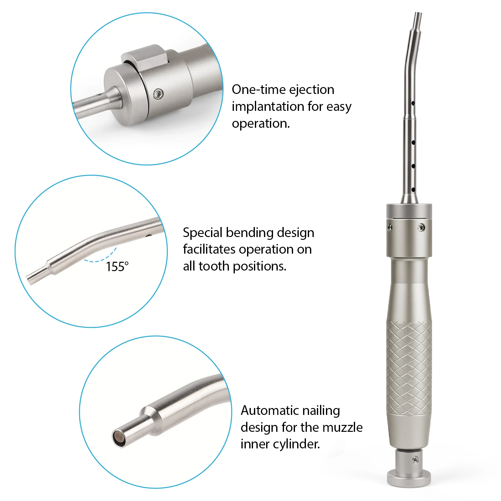 Dental Membrane Staple Gun with 60 Titanium Screws Implantation Manual One-Click Automatic Tacker Kit Dentistry Lab Instrument