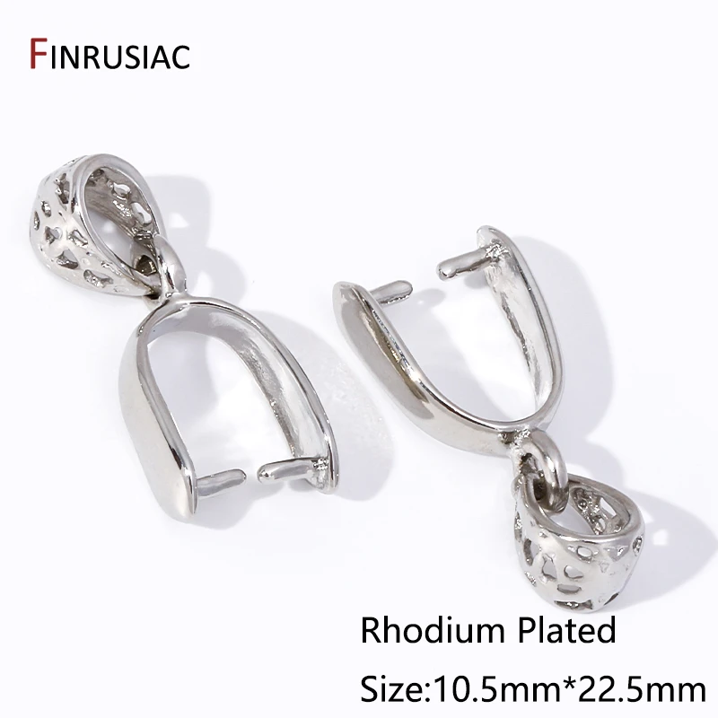 Rhodium Plated Brass Hollow Out Pendant Clip Clasp Connector,Pinch Pendant Bail With Ring For DIY Jewelry Making Accessories