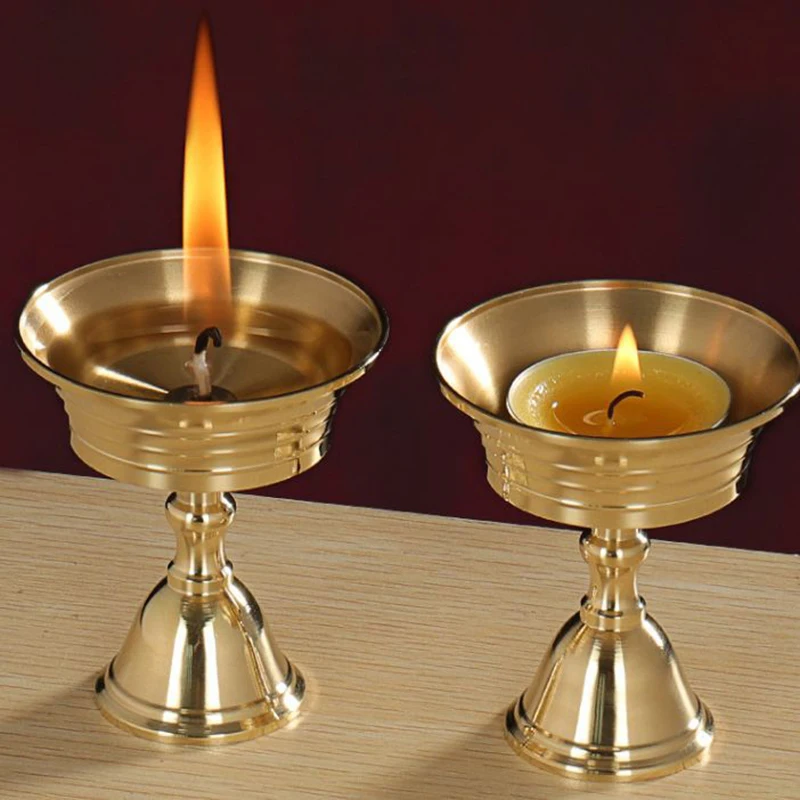 1PC Candle Holders Copper Butter Lamp Holder Long Lamp Candlestick Put Candle Copper Cup Home Decor Desktop Decoration Ornament