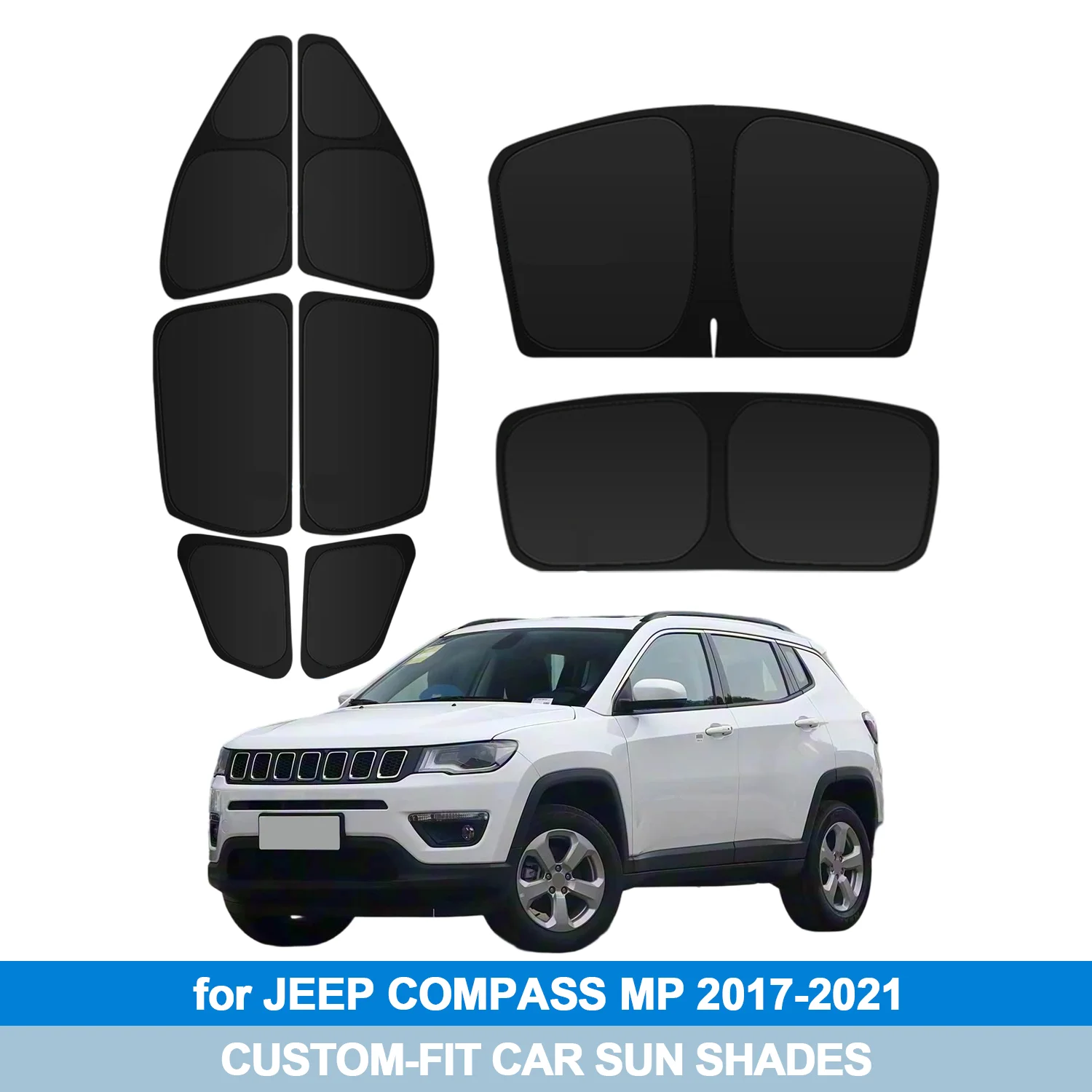 

For JEEP COMPASS MP 2017-2021 Windshield Sun Shade Side Window Shades Cover Sun Visor Shield Privacy Protection Car Accessories