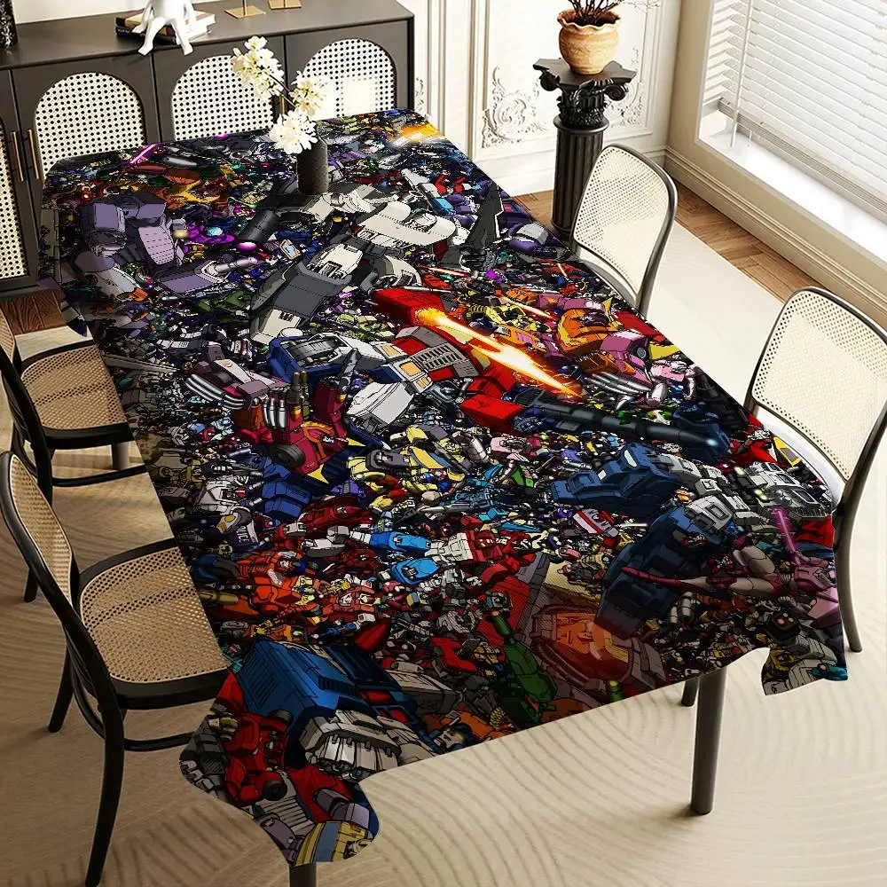 T-Transformers Anime Pattern Tablecloths Summer Washable Picnic Party Rectangle Table Cover Home Dining Decor