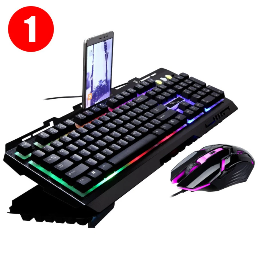2024 1.5M tastiera cablata Combo 104 tasti LED rimovibile impermeabile retroilluminato USB tastiera da gioco Mouse Set Mouse per Laptop Desktop