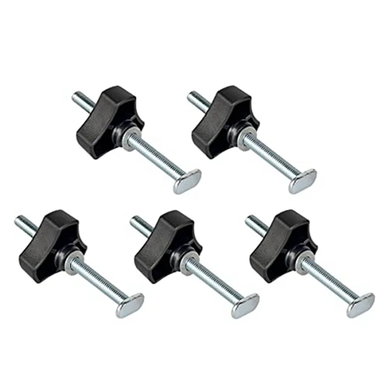 5 Pack M8 T Track Bolts Knob Kit 4 Inch T Slot Bolts with Washers T Track Accessories for Woodworking Jigs