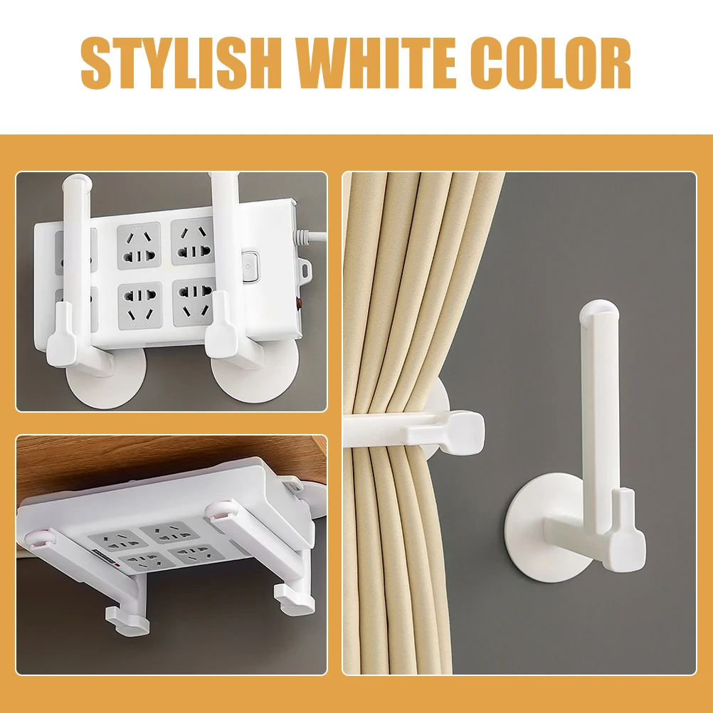 

2pcs Wireless Router Shelf Strong Wall Hooks Adhesive Mounting No Drill Home Organization Smooth Wall Surface White Storage