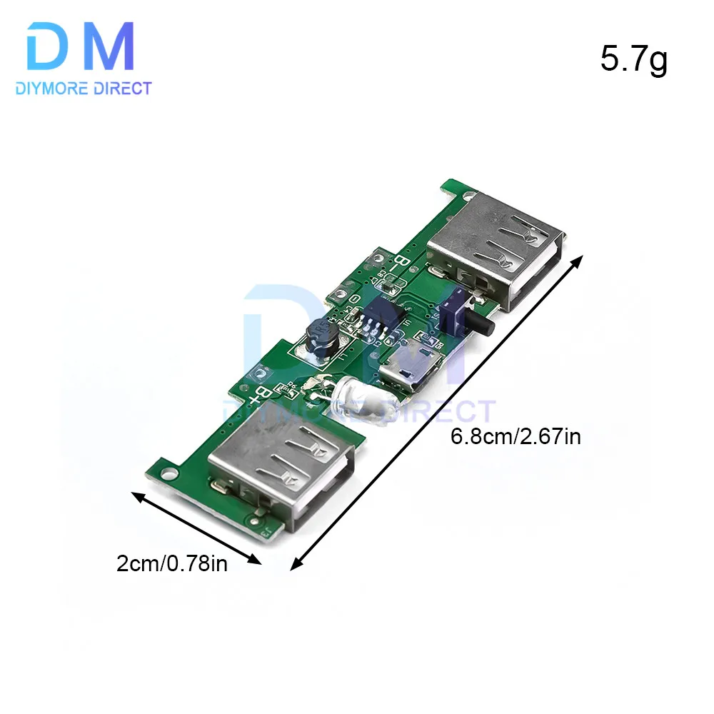 Dual USB 5V  1A 2A Micro USB Mobile Power Bank 18650 Charging Module Lithium Battery Charger Board Circuit Protection