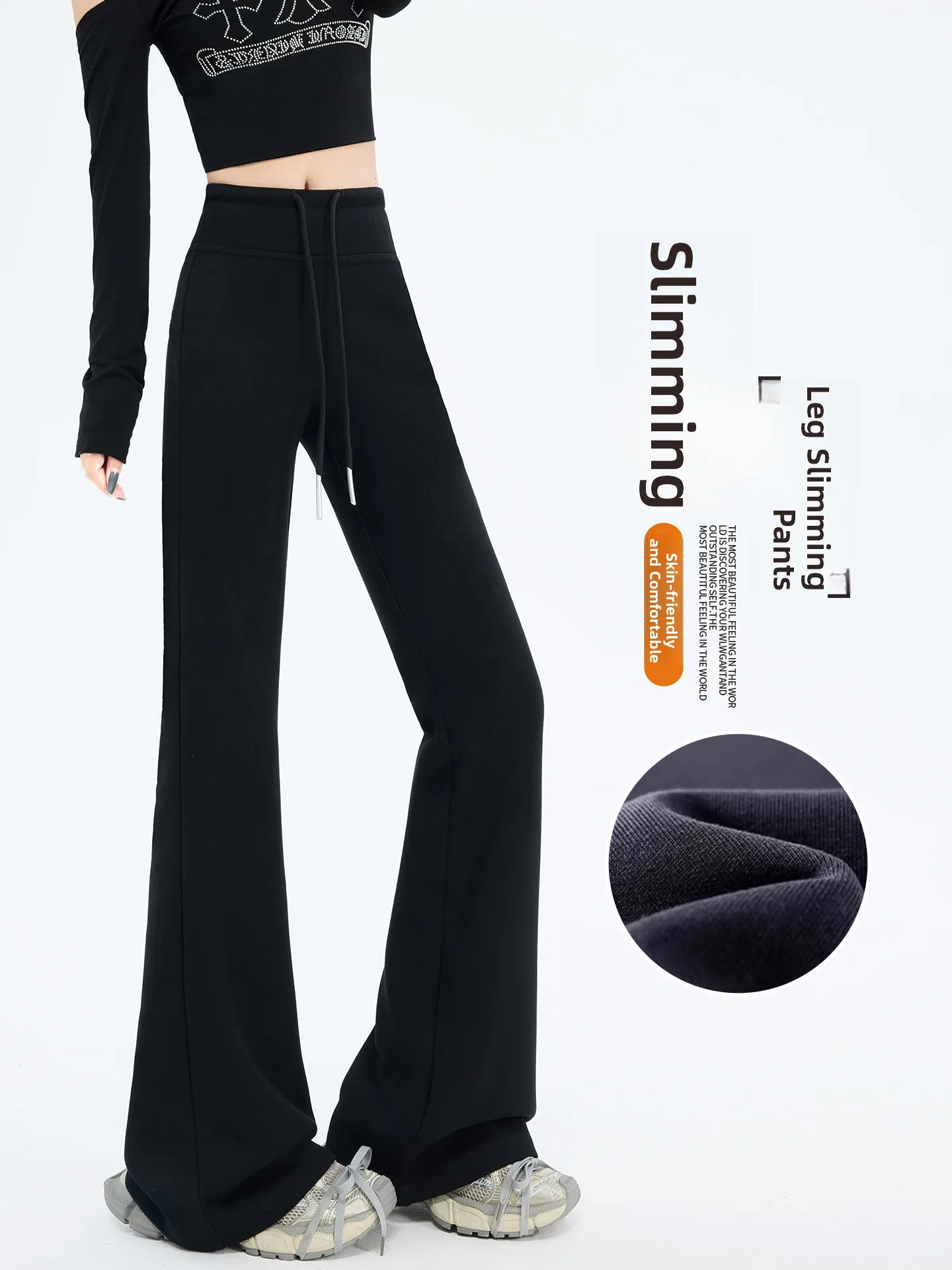 

Женские спортивные брюки с высокой талией и широкими штанинами, модель «клеш», весна 2026, новинка, эффект похудения, повседневные брюки