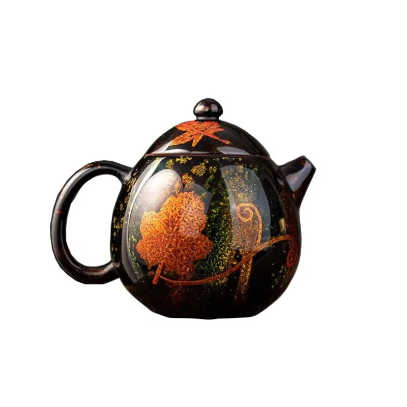 

Handmade purple clay pot with leaf dragon egg features