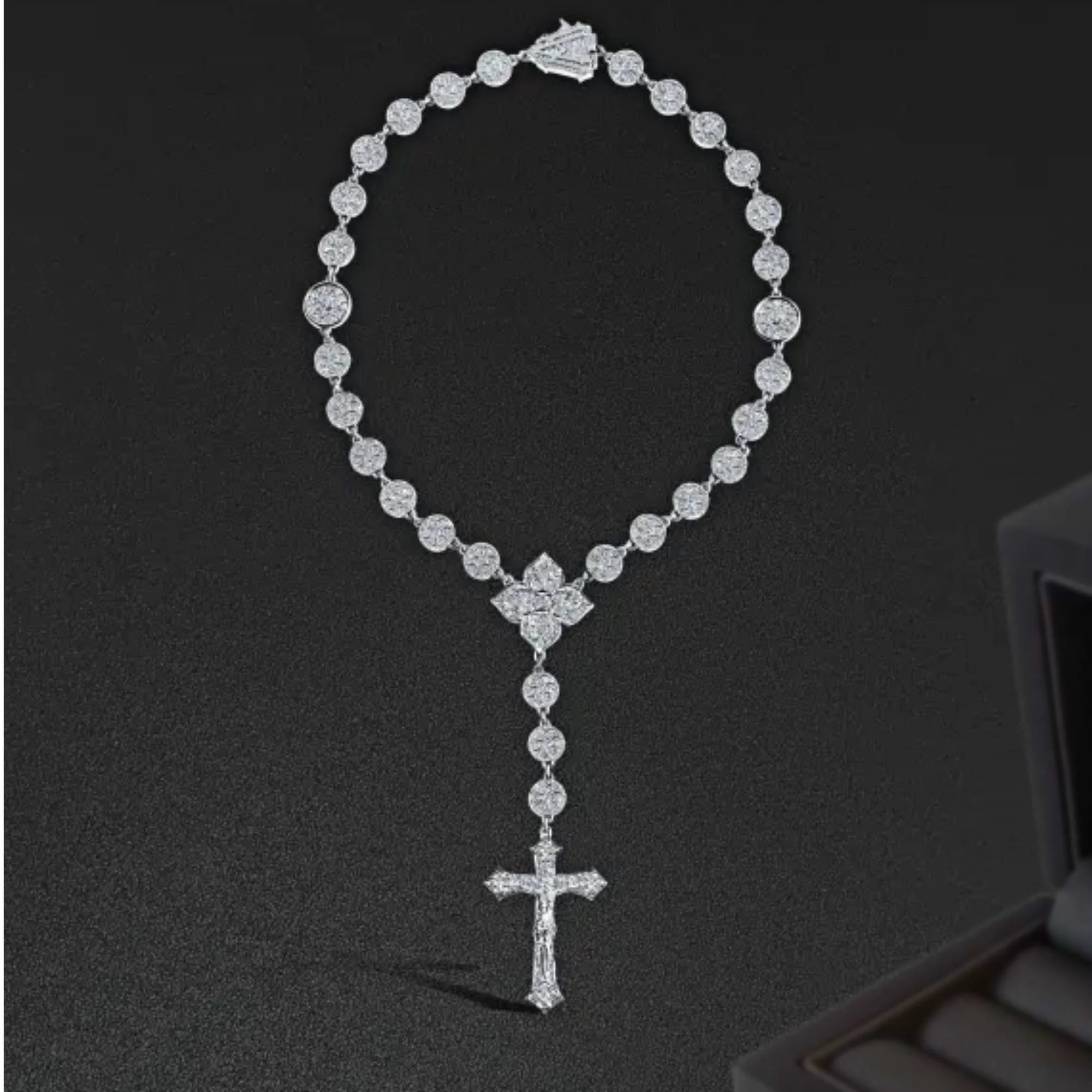 High Quality 925 Sterling Silver Customized Iced out Diamond New Fashion Link Chain with Cross Pendant Unisex Hip Hop Chain