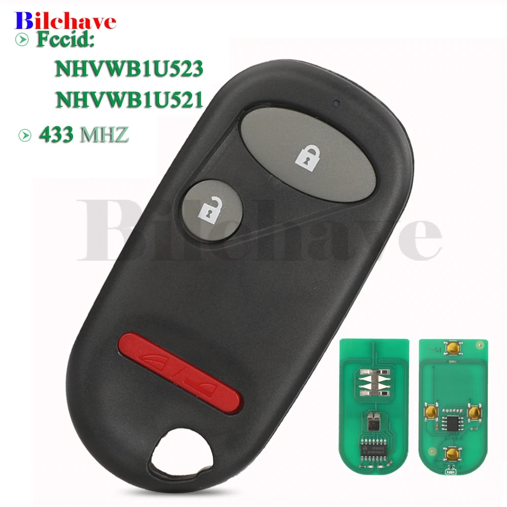 jingyuqin 2 + 1 Buttons FCCID:NHVWB1U523 NHVWB1U521 Keyless Go 433Mhz/434Mhz Remote Car Key Fob For Honda For Civic 2001-2005