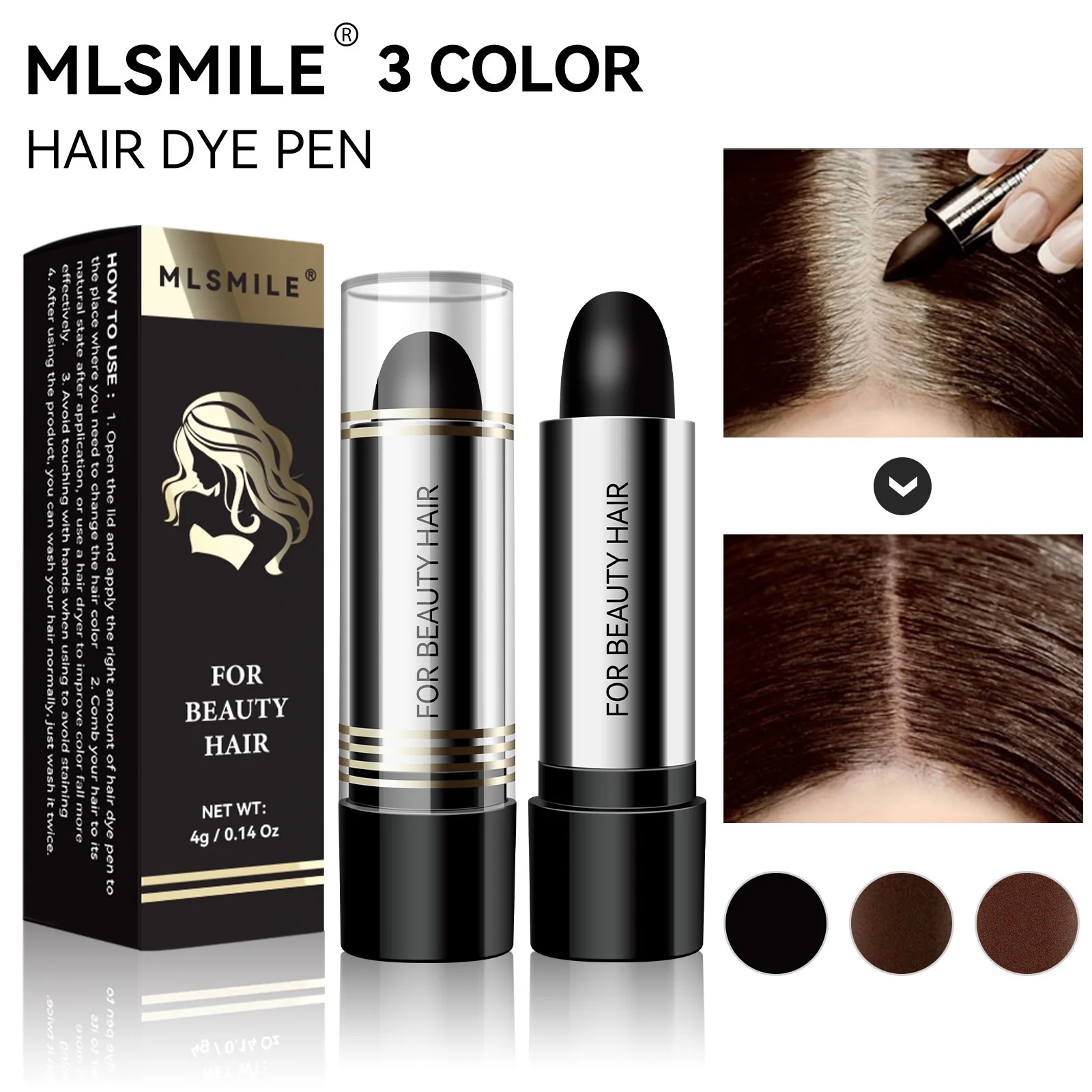 Disposable Hair Dye Pen Covering Gray Hair Lipstick Temporary Styling Hair Line Shadow Cream Modify Hair Cream Stick Tool.