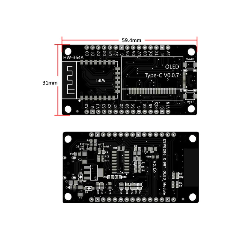 Placa de desarrollo NodeMCU WIFI ESP8266 con pantalla OLED de 0,96 pulgadas módulo controlador CH340 para programación Arduino IDE/Micropython