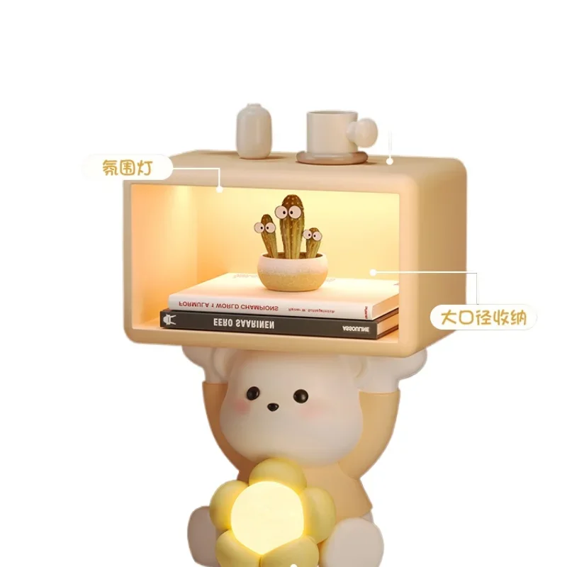 

Bear with lamp cream wind children's bedside cabinet modern minimalist creative dopamine