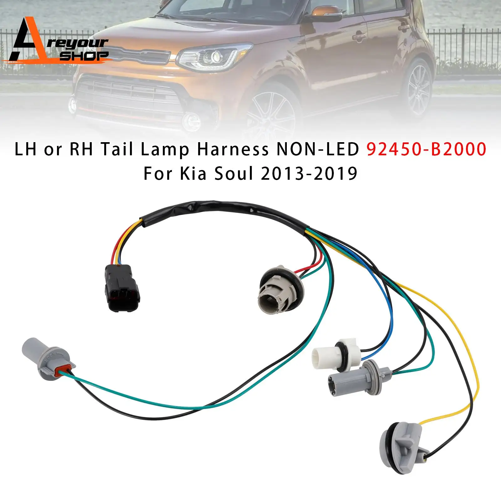 

LH or RH Tail Lamp Harness NON-LED 92450-B2000 for Kia Soul 2013 2014 2015 2016 2017 2018 2019