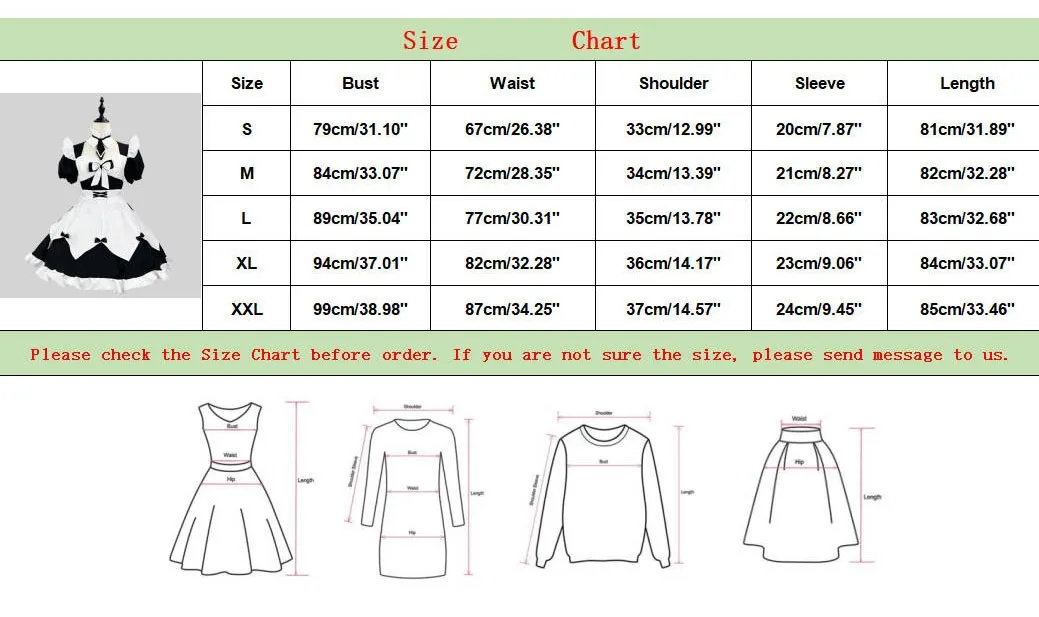메이드 코스프레 의상, 플러스 사이즈 블랙 화이트 앞치마, 로리타 공주 학교 소녀 유니폼, 애니메이션 역할 놀이 웨이트리스 파티 복장
