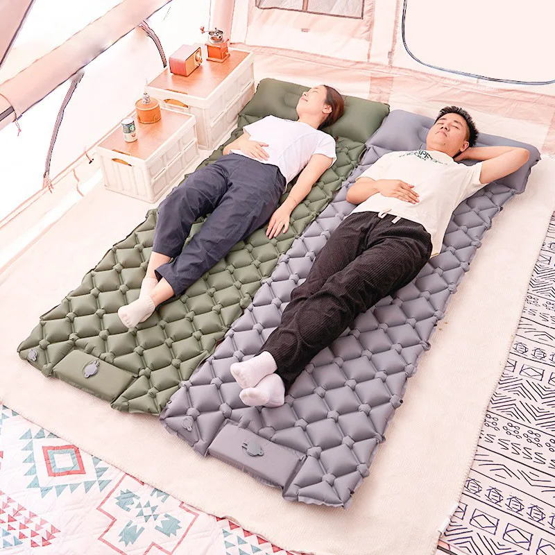 

Step-on Inflatable Mat, Rhombus TPU Ultra-light Mattress, Thickened Single/Double Sleeping Pad for Camping & Lunch Break