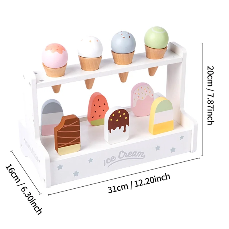 Wooden Play House Kitchen  Pretend Play Ice Cream Fruit Barbecue Set Mini Food Education Kids