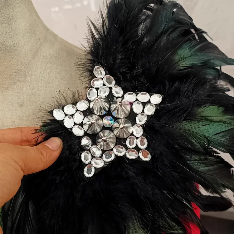 feather star epaulette Irregular exaggerated shoulde brooch epaulet/epaulettes spikes/escapulario blazer Host decoration