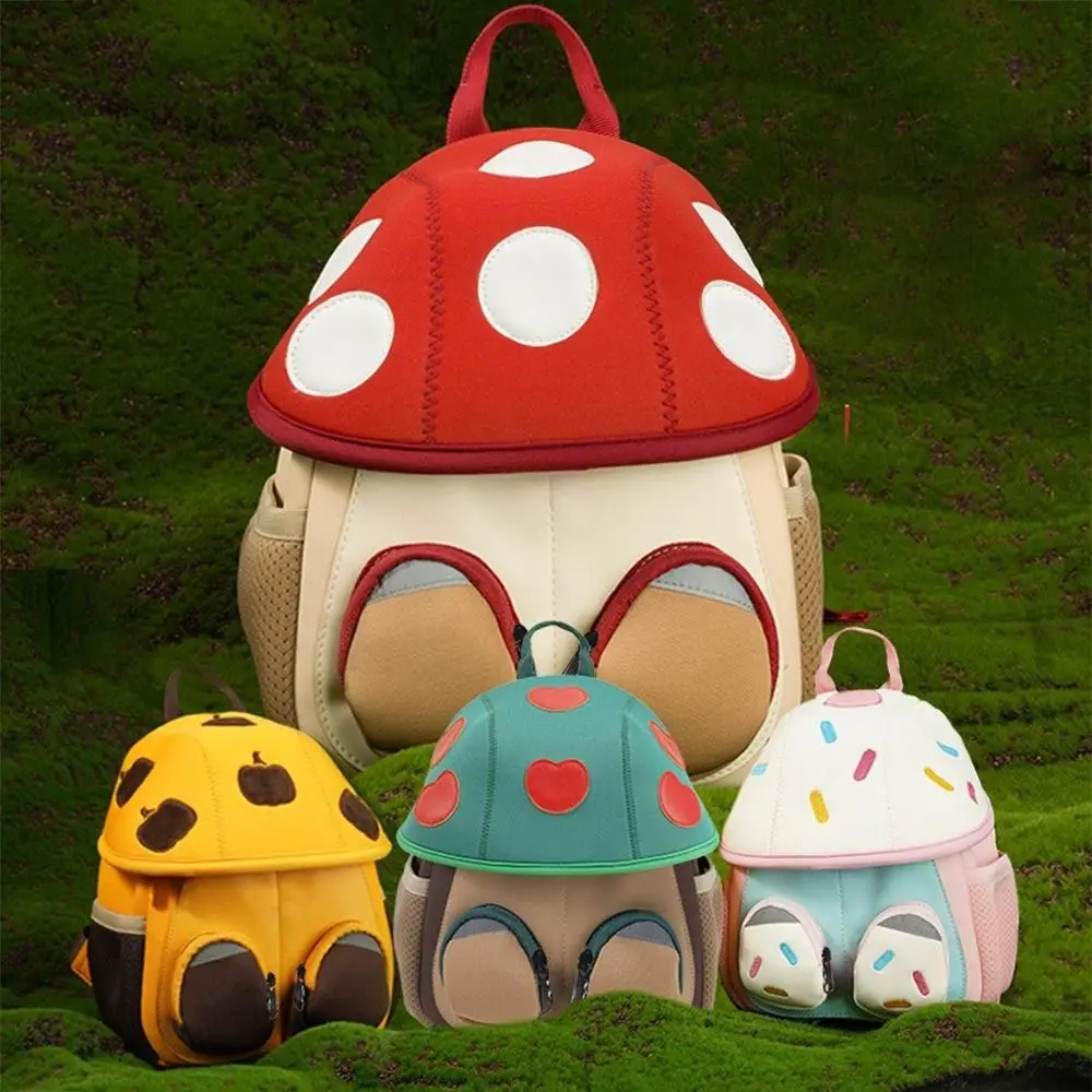 Cute Cartoon Mushroom Backpack, Kindergarten School Bags para crianças, Apple Pumpkin Design, Baby Schoolbag, 1 a 3 anos de idade