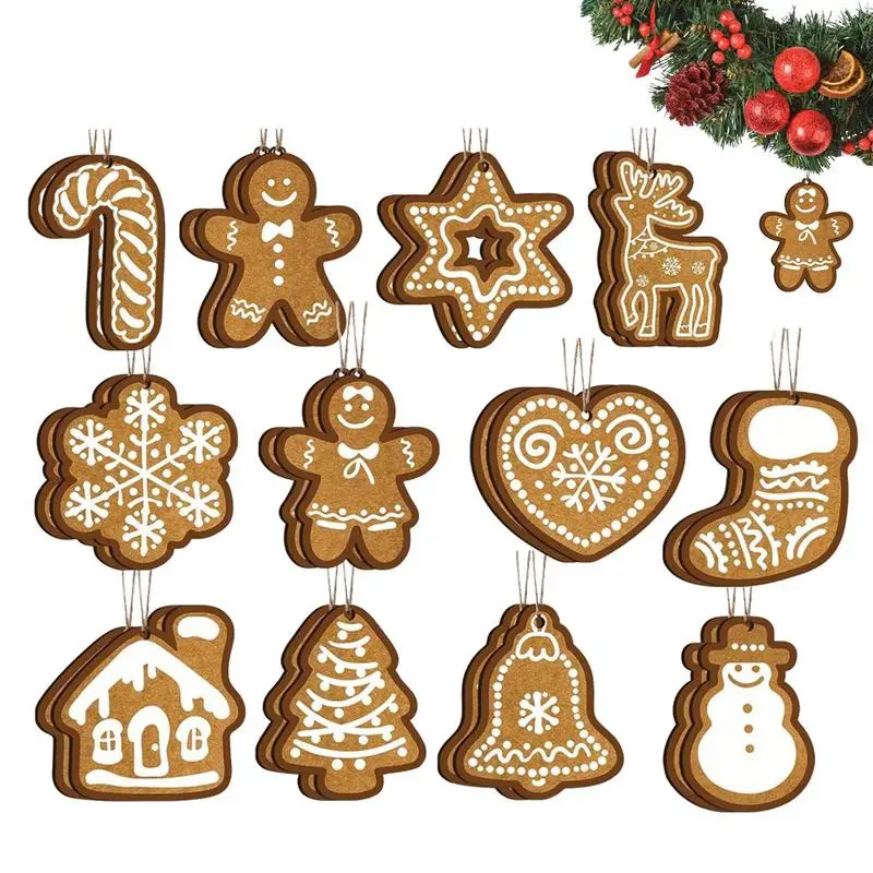 Gingerbread Christmas Tree Decorations 24 Pieces Cute Snow Stockings Reindeers Christmas Tree Decorations Indoor Christmas Decor