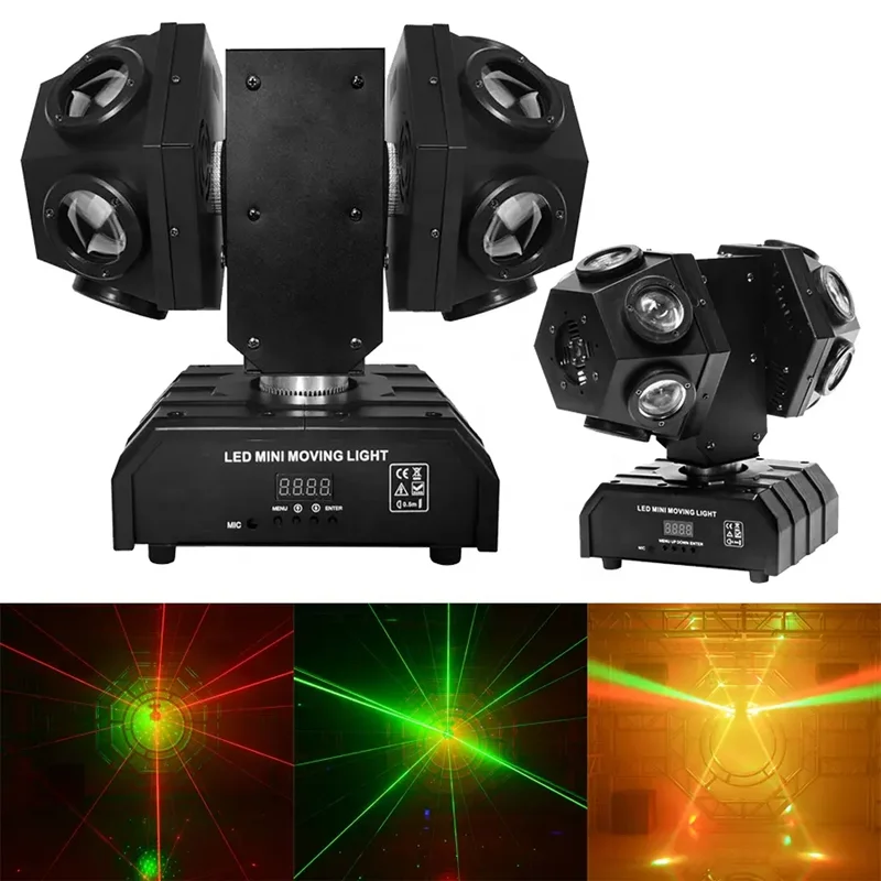 12*10W & Laser Double Arms LED Beam Moving Head Light DMX LED Effect Light KTV Disco DJ Party Wedding Concert Stage Light Show