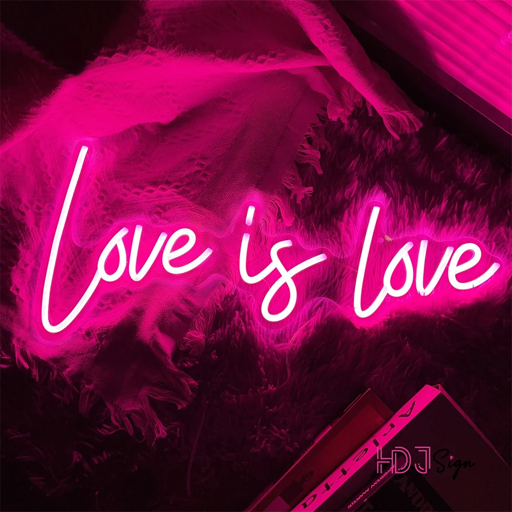 Love Is Love LED Neon Sign Pink Room Decoration Wedding Party Decor Birthday Gifts Neon Lights LED Sign USB Neon Lamp LED Lights