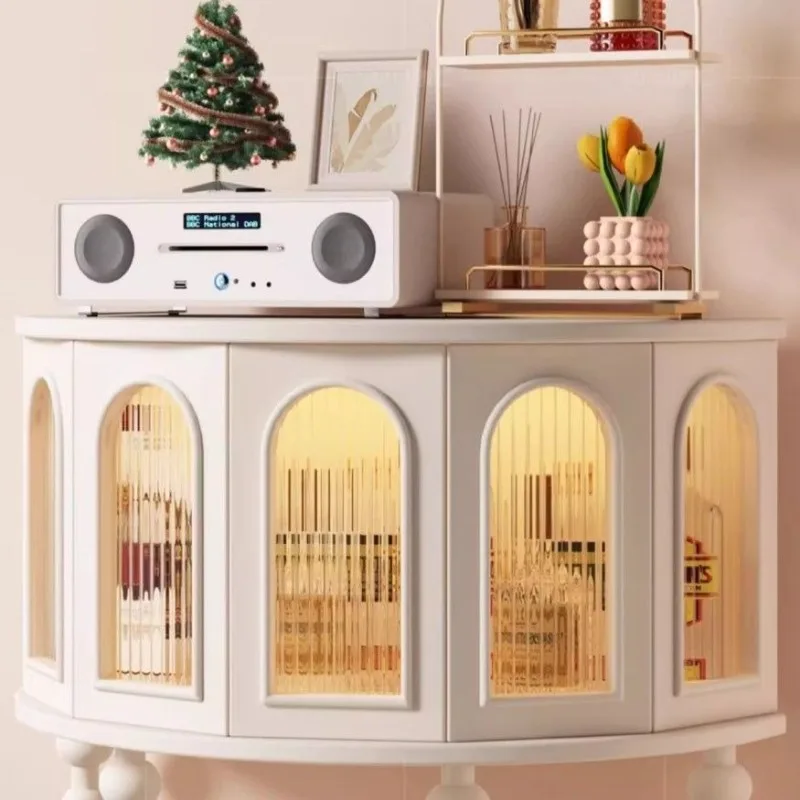 Nordyckie drewniane szafki do salonu Półokrągłe szafki wejściowe do sypialni o dużej pojemności Kreatywne estetyczne dekoracje do domu w stylu vintage