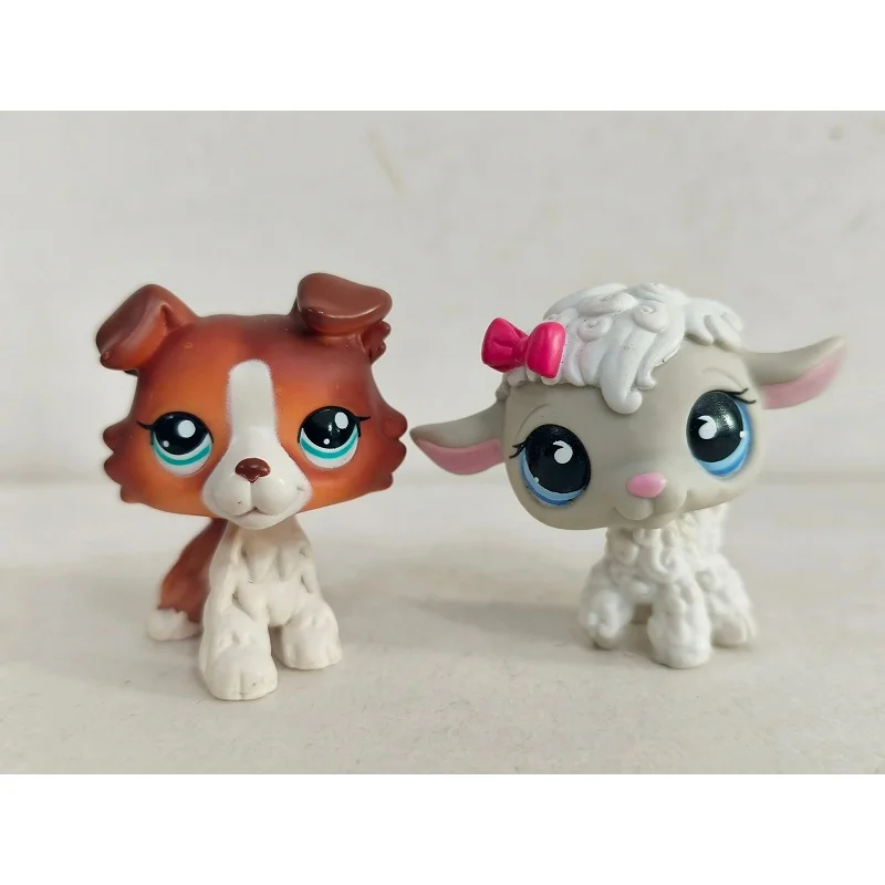 2 ชิ้น/ล็อต LPS ของเล่น Littlest Pet Shop Collie Dog Lamb # 1542 # 879 ตัวเลขสัตว์