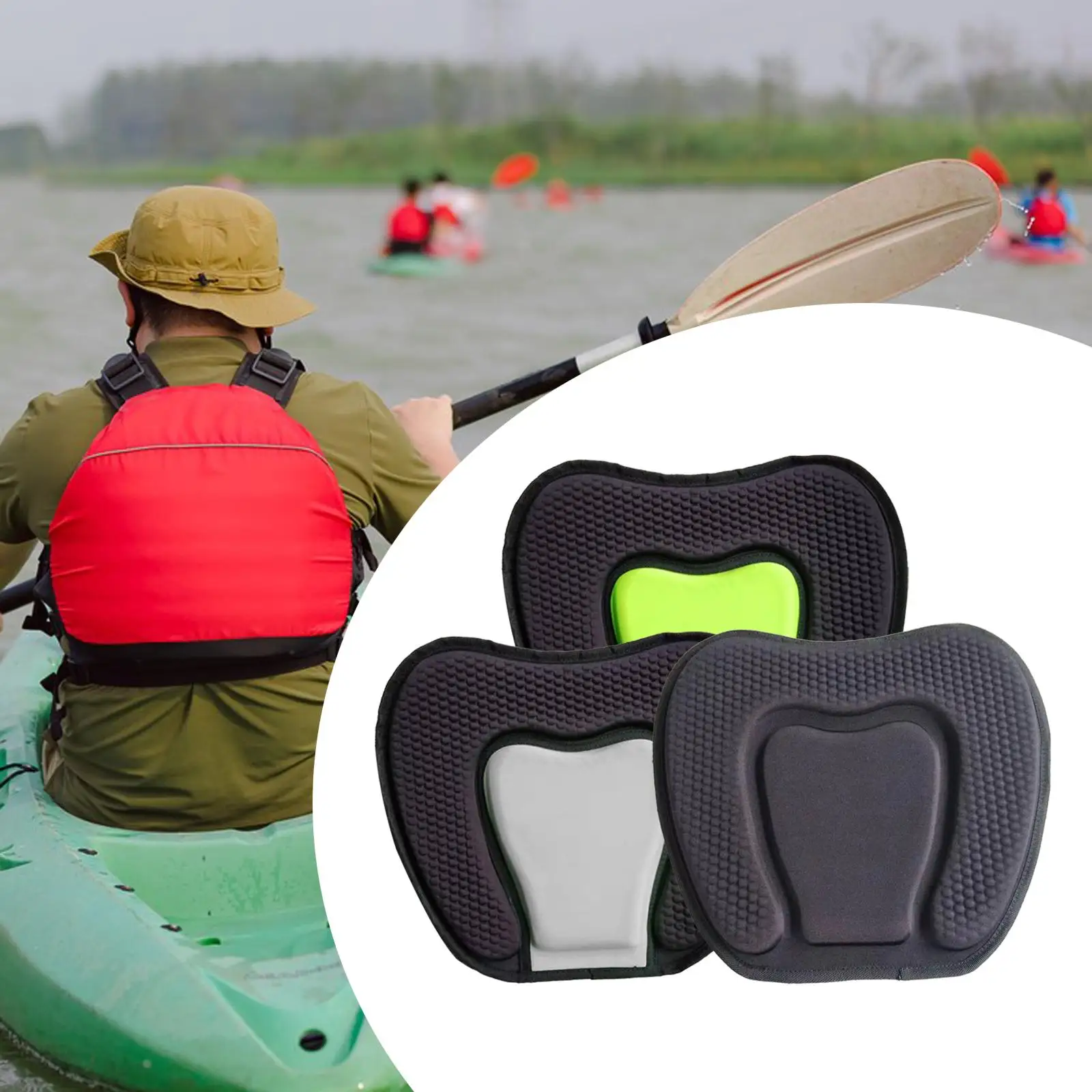 Kayak Seat Cushion Lightweight Soft Comfortable Padded Nonslip EVA Seat Pad Support for Kayaking Canoe Boating Drifting Fishing