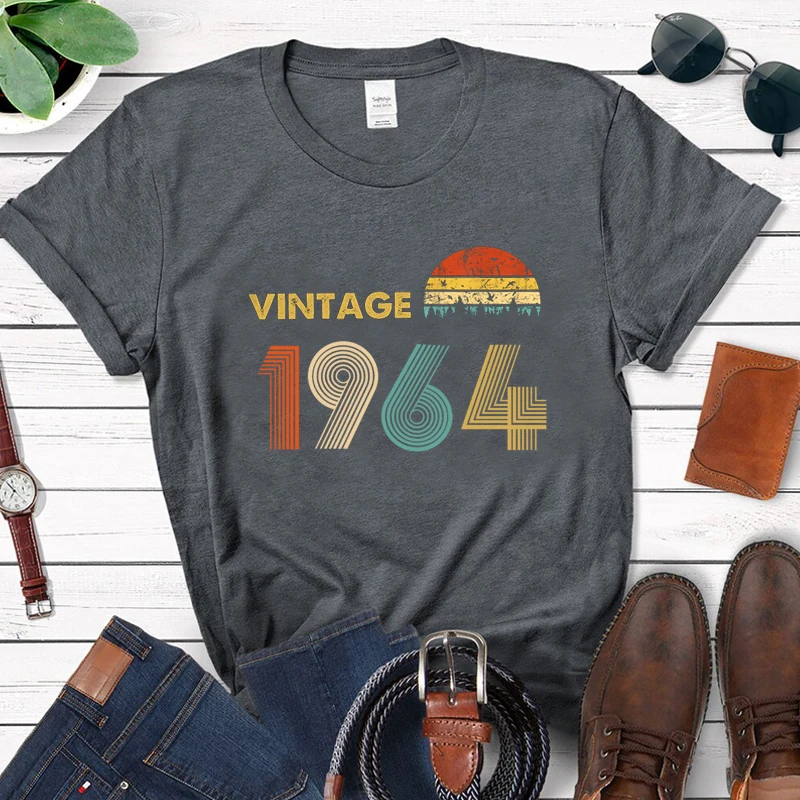 60 Years of Being Awesome Vintage 1964 Limited Edition Women T Shirt Cotton Retro 60th Old Birthday Clothes Mountains Top Tshirt