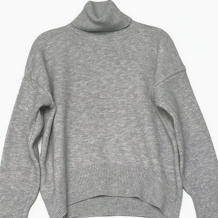 Automne et hiver col roulé couleur grise pull en laine femme ample chaud casual pull tricot pull ample veste hauts