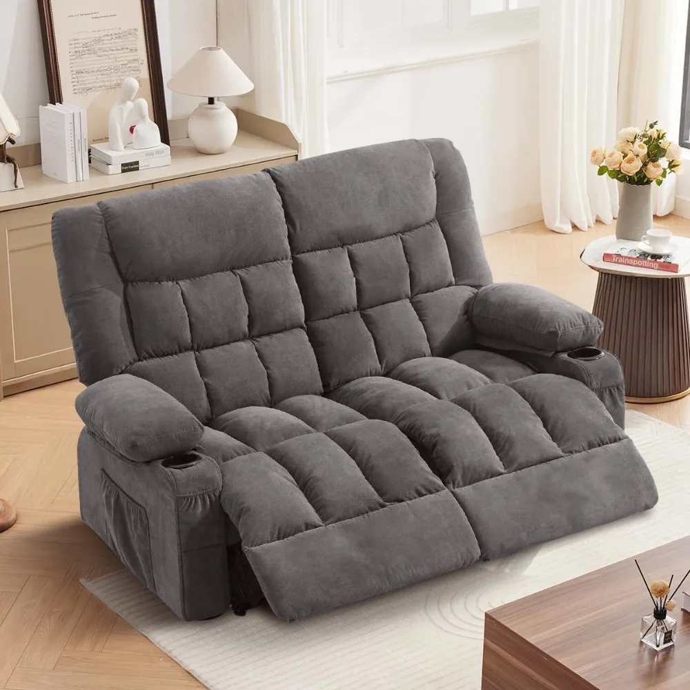 

Recliner Loveseat with Cup Holders for Living Room Love Seat Manual Oversized Recliner with Ergonomic, Side Pocket for Adult
