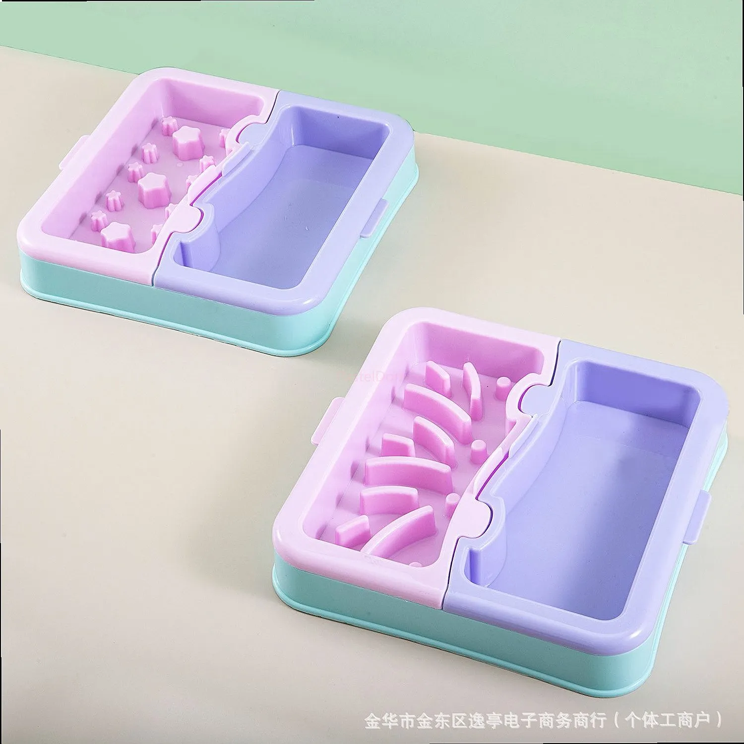 Pet Slow Feeder Bowl Macaron Dual Color Anti-Choke Dog Slow Eating Bowl Non-Slip Puppy Food Dish