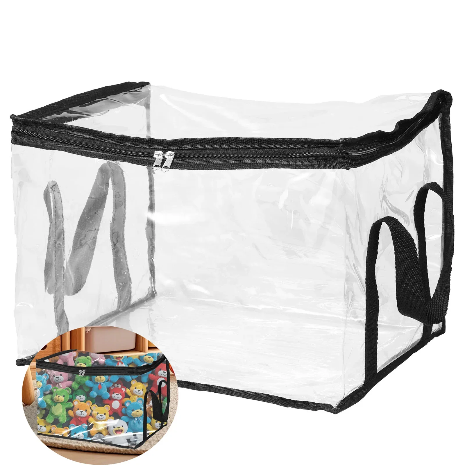 Transparent Toy Storage Bag Large Capacity Waterproof Clear Organizer Bag with Zipper for Travel Washing Household Game Puzzle
