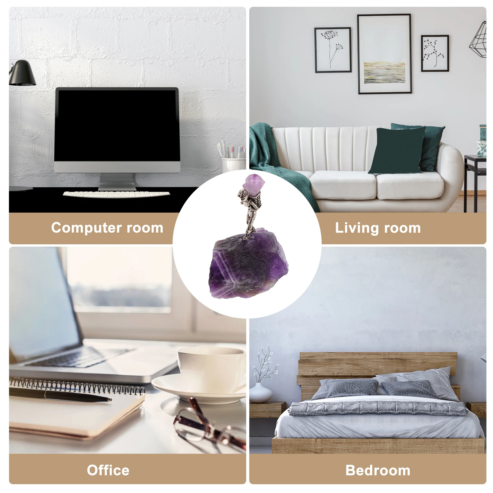 

Purple Amethyst Miner Back Basket Crystal Stone Home Decor Desktop Crystal Cluster Meditation Stone Exquisite Stones