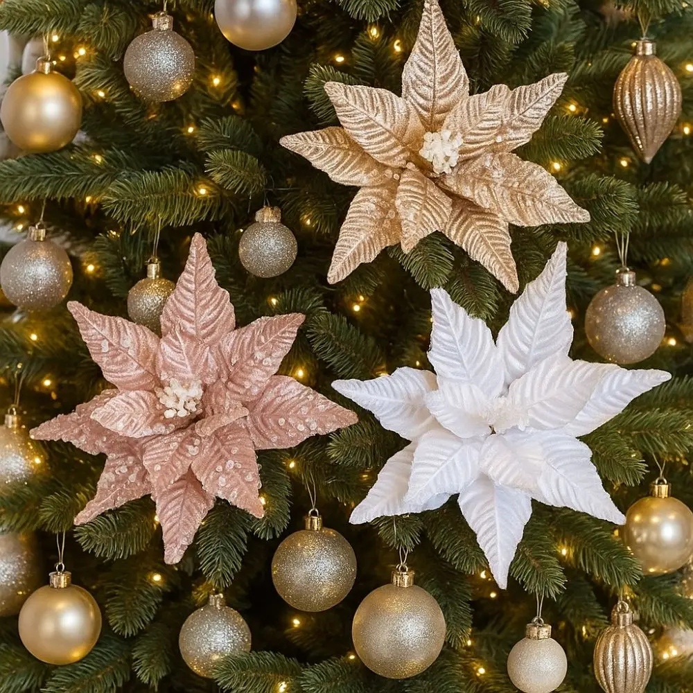 

30cm Pearl Christmas Flower Beautiful Realistic Christmas Tree Decoration Handcrafted DIY Crafting Xmas Tree Ornaments