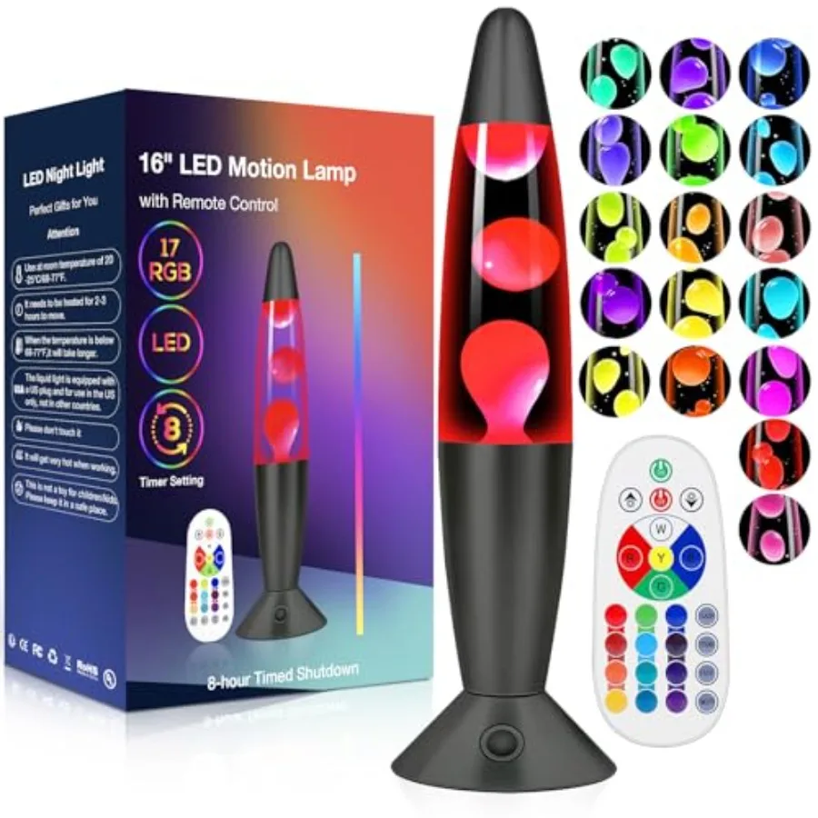 

17 Colors LED Liquid Motion Lamps with Remote: Color Changing Lamp Black Night Light for Adults, Relaxg Table lamp Nightlight f