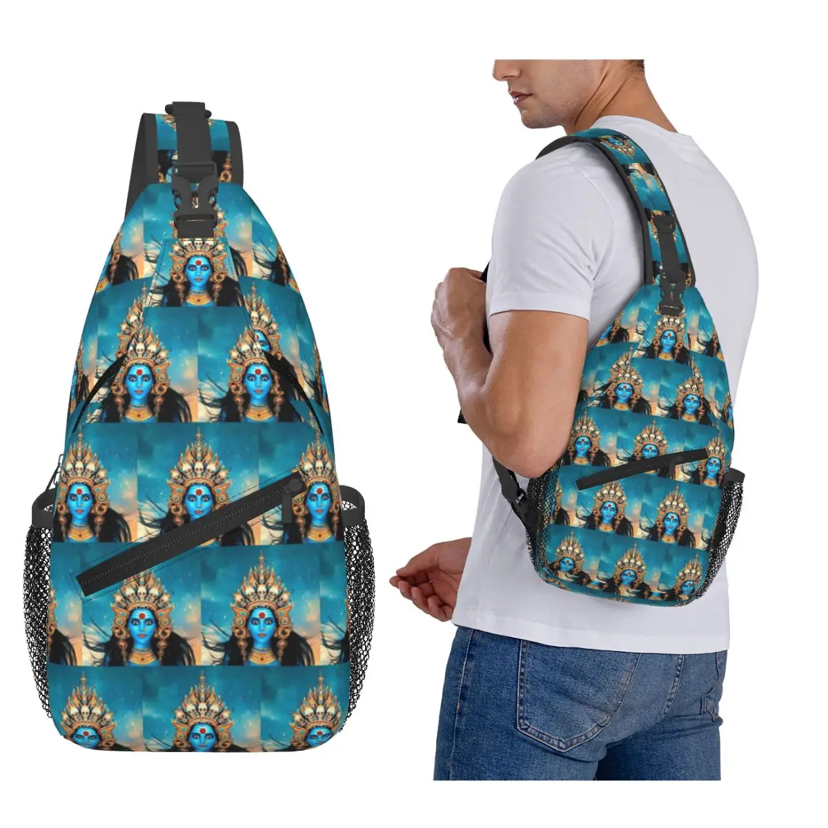 

Cosmic Kali Ma - Hindu Goddess Of Destruction Chest Bag Men Sling Crossbody Backpack Chest Bag Traveling Daypack Shoulder Bag