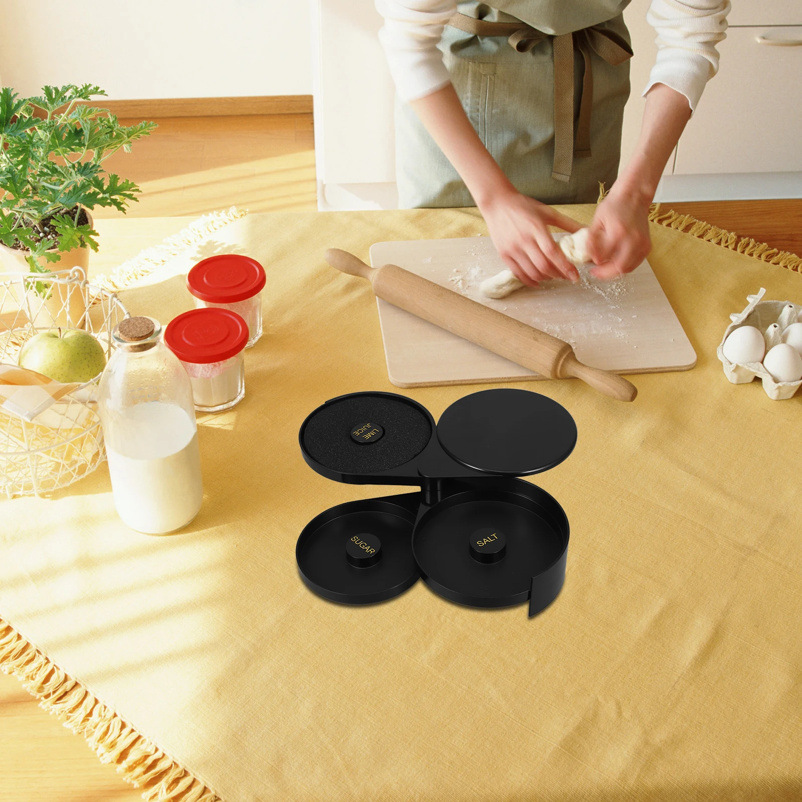 

3-Tier Plastic Salt Rimmer Cocktail Seasoning Box Bartender Tool Tray Essential for Home Bar Margarita Drinks Cocktail Accessory