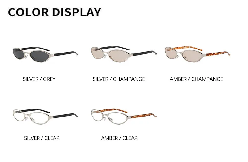 SHAUNA Neue kleine ovale Champagner-Sonnenbrille aus Metall, UV400 – Detail 5