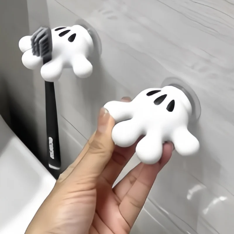 1 Toothbrush Holder, Mickey Palm, Cute Bathroom Towel Suction Cup, Multi-Functional Hook, Traceless Hook, Data Cable Winding Mac