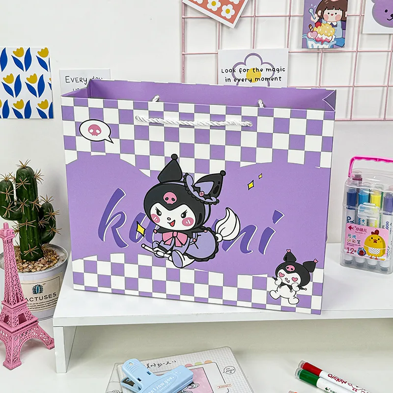 Sacchetti regalo portatili Kuromi Borsa per la spesa ecologica riutilizzabile Borse portatili per feste Sacchetti regalo per le vacanze Borsa per imballaggio regalo grande