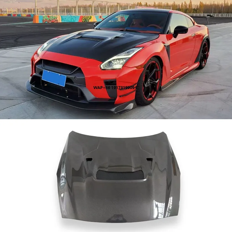 

For GT R35 2008-2016 V Style High Quality Wet Carbon Fiber Hood Engine Cover Bonnet Car Auto Parts Accessories