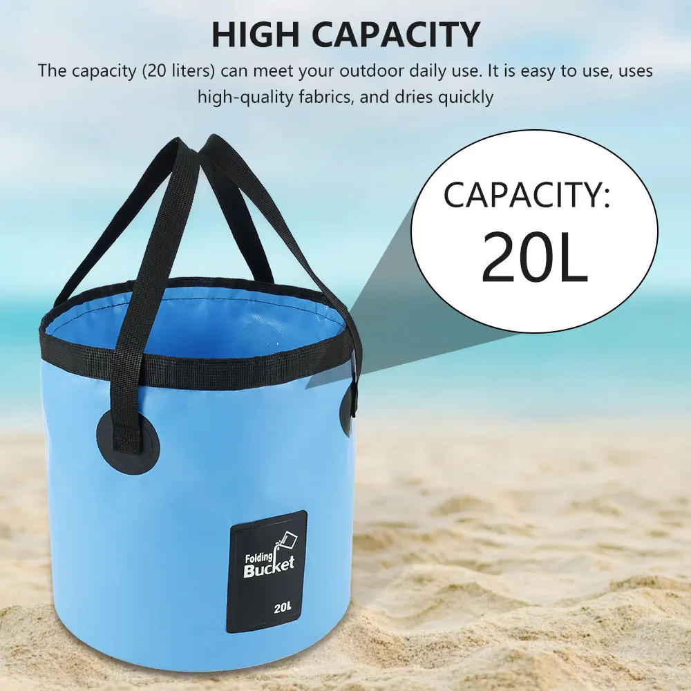 Fishing Bucket Car Water Bucket 20L Portable Bucket Water Storage Bag Foldable Storage Container Outdoor Car Wash Camping Bucket