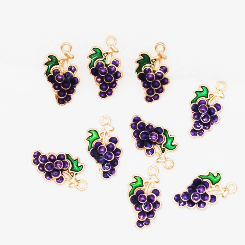 10/20/50pcs 9*17 Enamel Purple Grape Charms For Earrings Necklaces Making Cute Fruit Charms Handmade DIY Jewelry Accessories