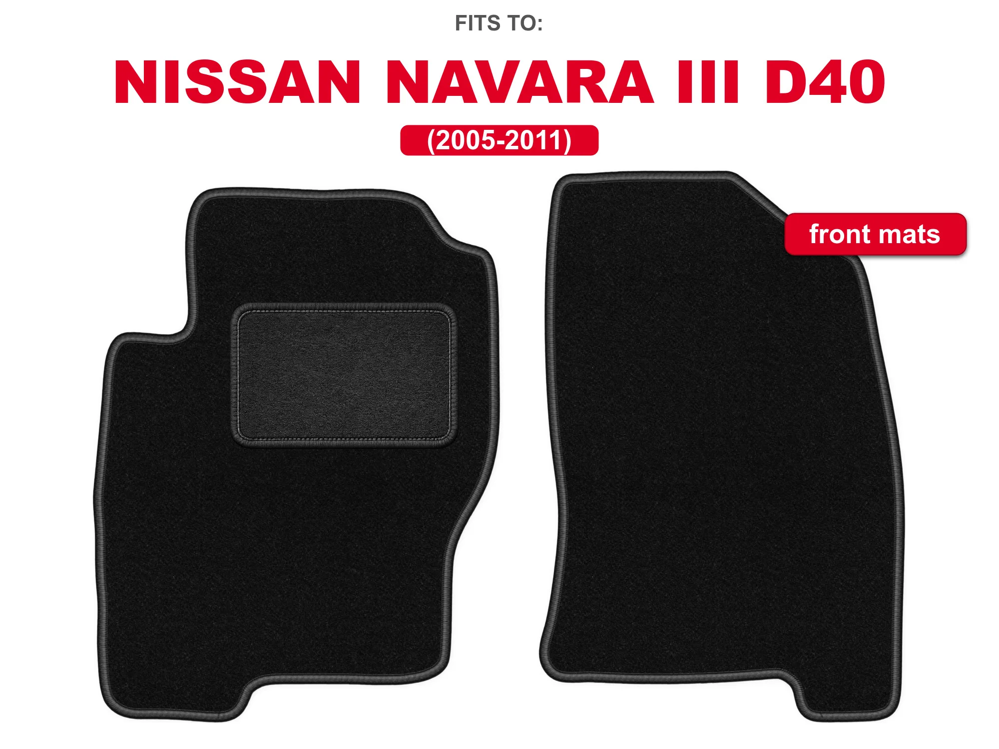 Velours vloermatten vooraan voor: Nissan Navara III D40 2005-2011 zwarte auto vloermattenset voor voertuigvloer