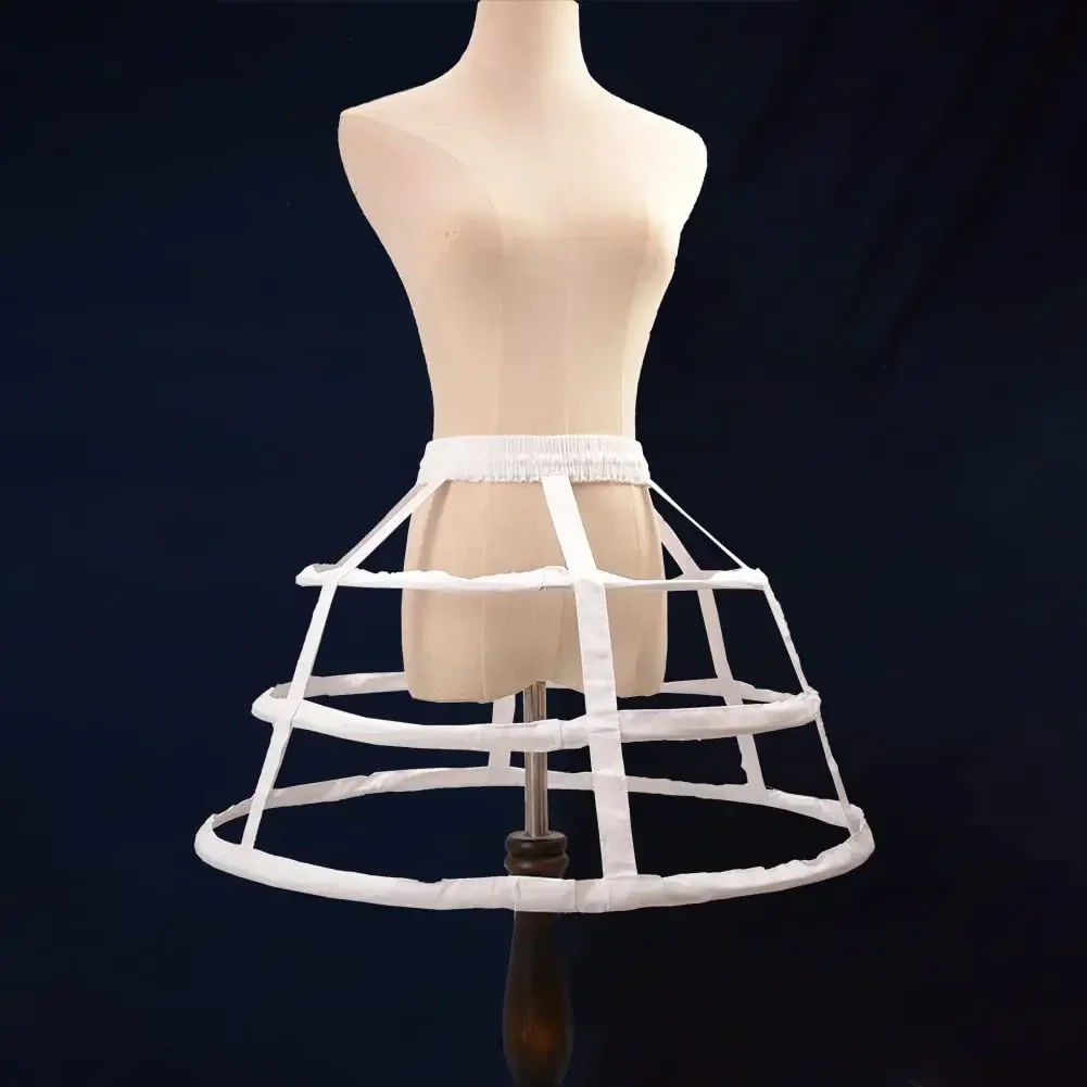 Girls White Hollow Cage 2- Hoop Petticoat Underskirt Ballgown Lolita Dance Dress Pannier Crinoline